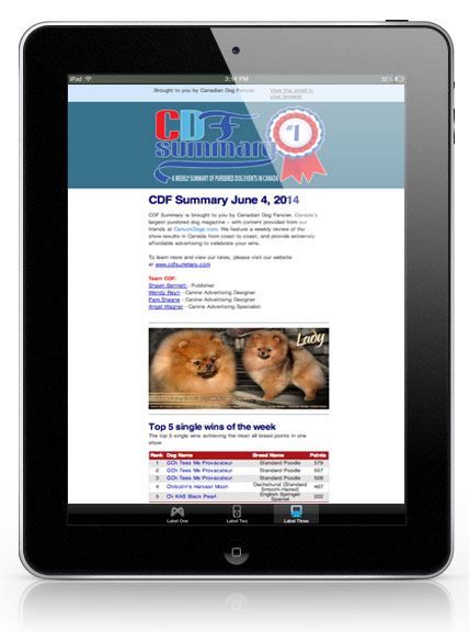 Cdf Weekly Weekly e-letter showcasing Canada's Top Dogs